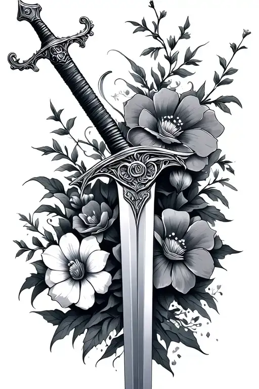 Long Sword With Flowers Growing