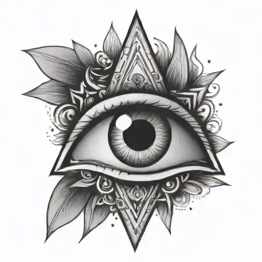 Evil Eye With Triangle Shape Outline