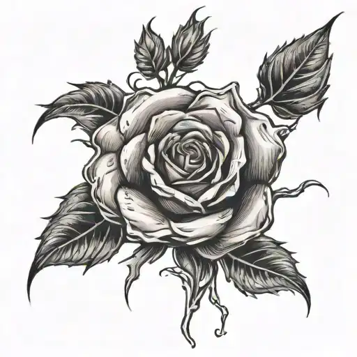 Tillman With A Rose Surrounded With Torn Vines Wrapped