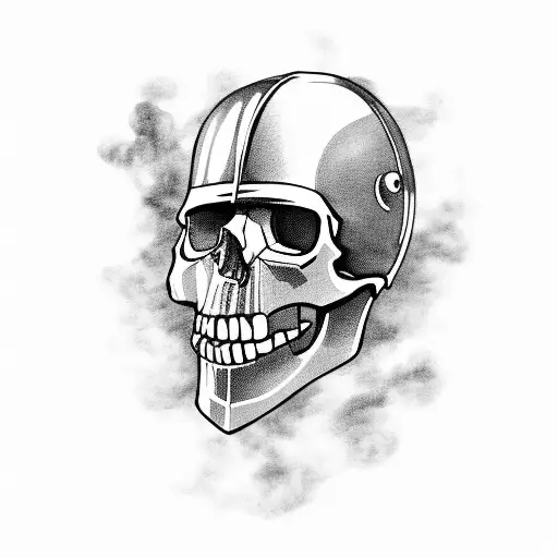 A Skull Wearing A Knight's Helmet Surrounded By Black-grey Smoke