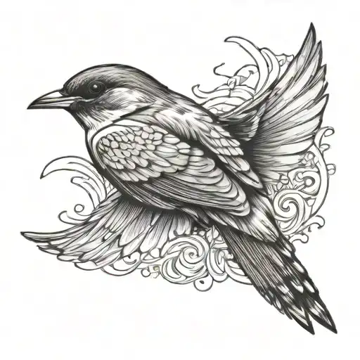 Alaska Native Art Swallow Flying