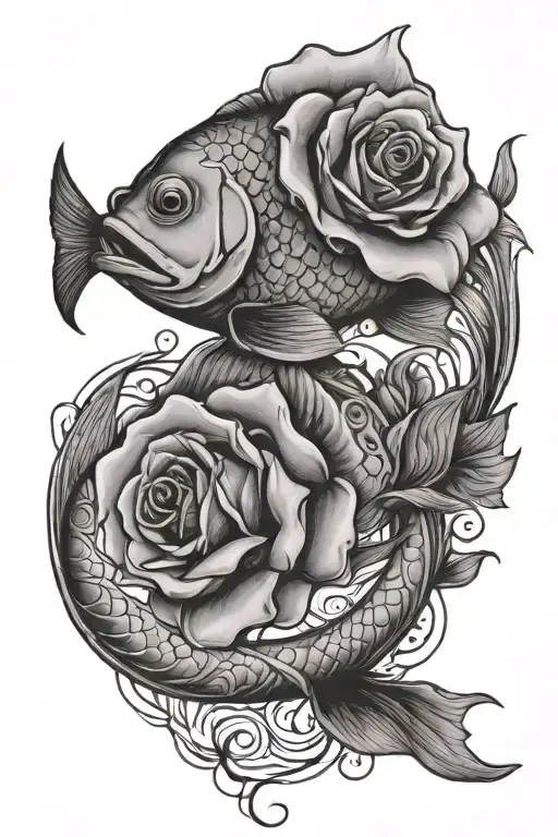 Fish With A Rose Intertwined
