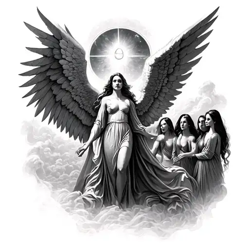 1 Angel Rising Out Of 100S Of Women Demons Looking At The North Star