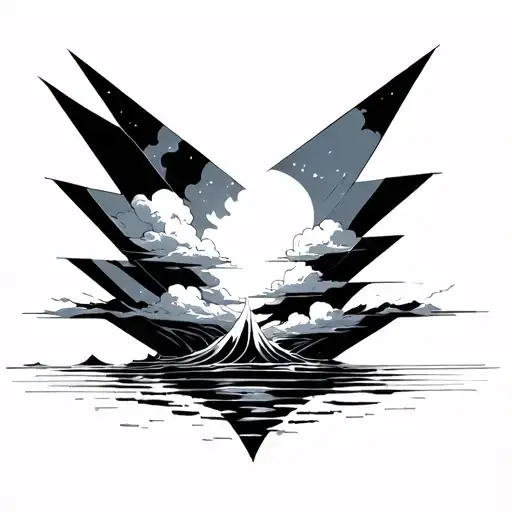 Water And Clouds With Angles