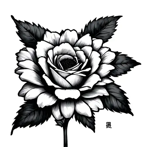 Daisy And Rose In Japanese Lettering