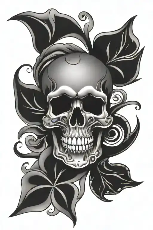 Skull Flower Star Swirls Like Lively Flames