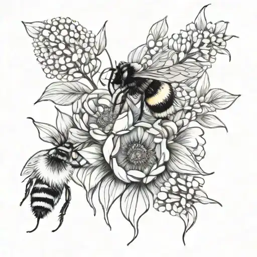 April And January Birth Flower Bouquet With A Bumblebee