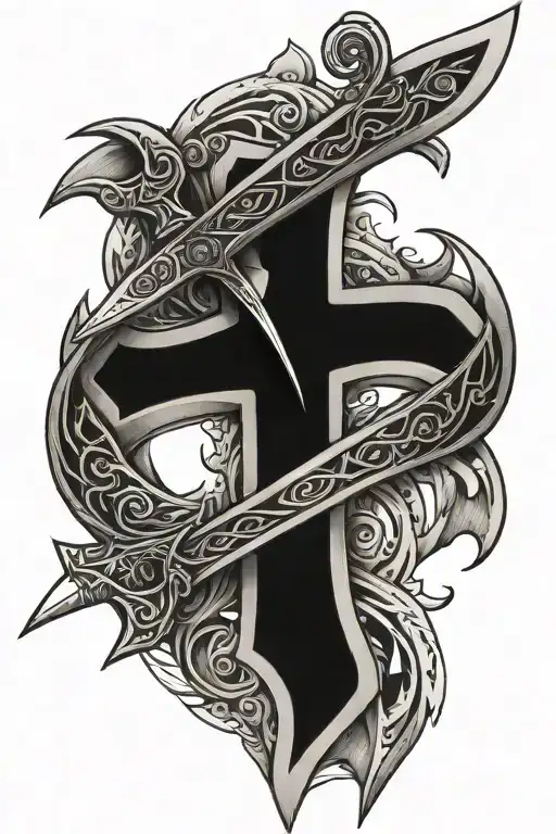 Hebrew Sickle And Templar Sword Overlapping Each Other