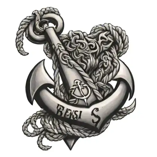 Anchor With Rope And Beast Name And Beu Name Written