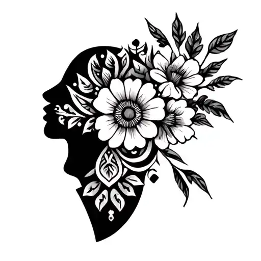 African Spirituality Symbols Combined With Flowers