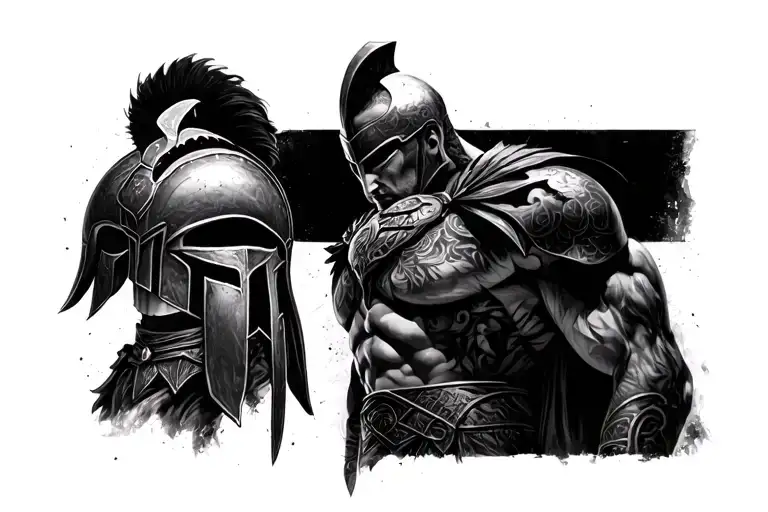 Spartan Warrior And Dacic Warrior On Chest