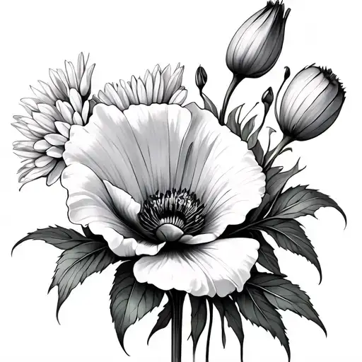 Lily Rose Poppy Chrysantheum