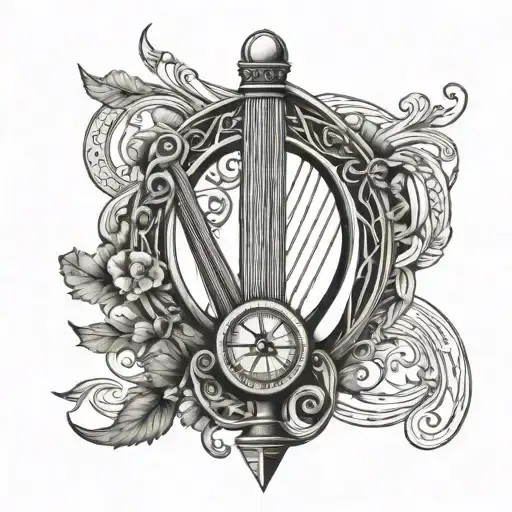 Irish Harp And Compass Intertwined