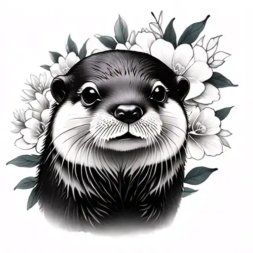Floral Otter Realistic