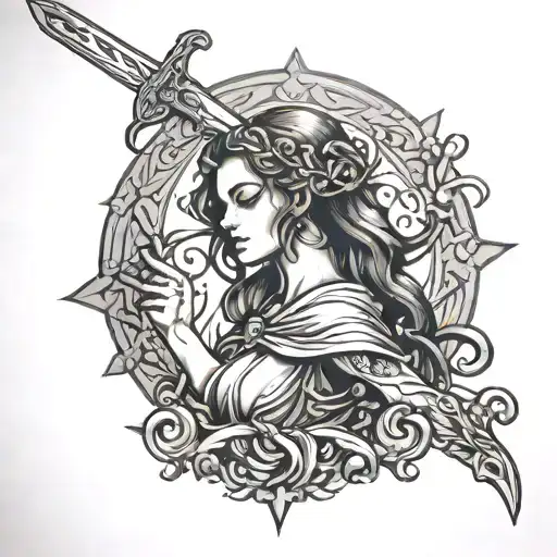 Virgo Woman Holding A Sword