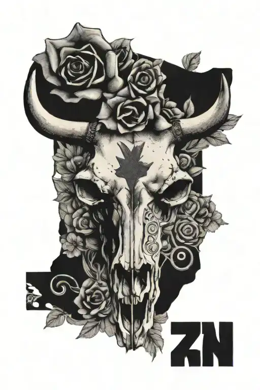 Arizona Flag With License Plate Cow Skull With Flowers Surrounded Western Theme