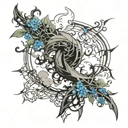 Cloud Final Fantasy 7 With Blue Vines Growing Down