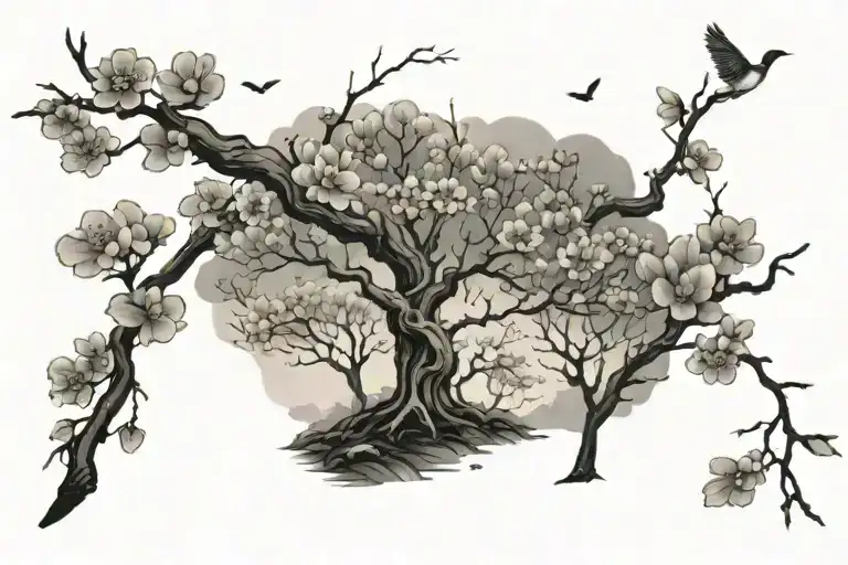 Cherry Blossom Forest With Leaves Falling