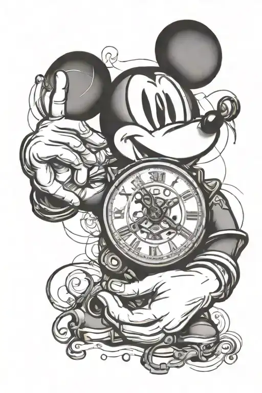 Mickey Mouse Hands And Clock Surrounded