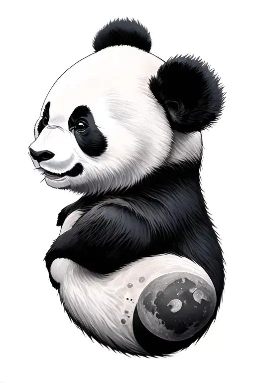 Panda Quarter Moon Surrounded