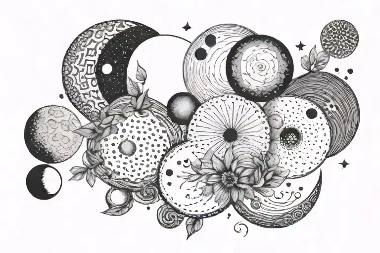 Phases Of The Moon Minimalist With Dot Work