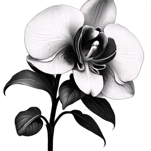 Flower Of Lys And White And Black And White Orchid