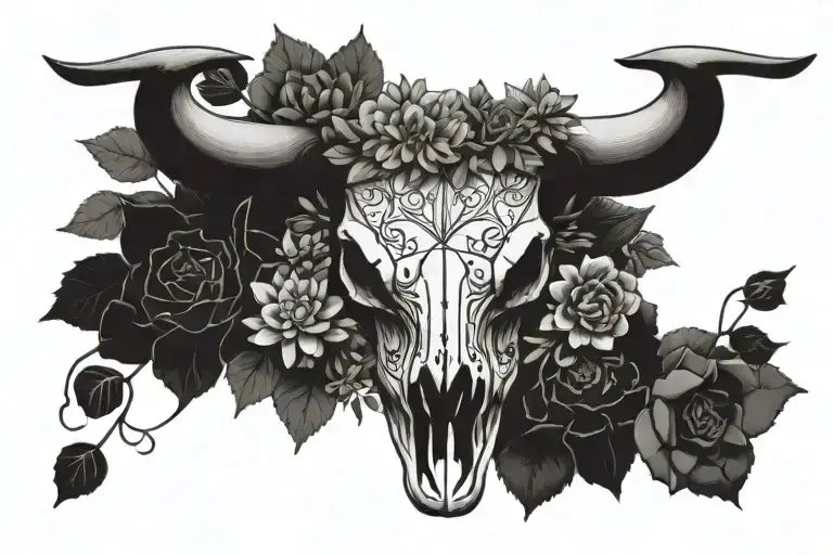 Cow Skull Plants Or Succulents Geometric Throat