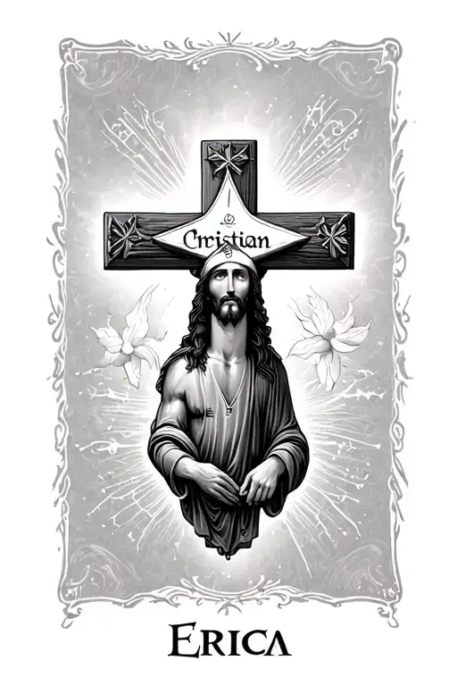 Cristian Cross Jesus Erica Name Tatto