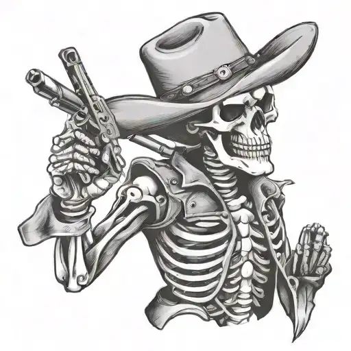 Cowboy Skeleton Smoking A Bullet