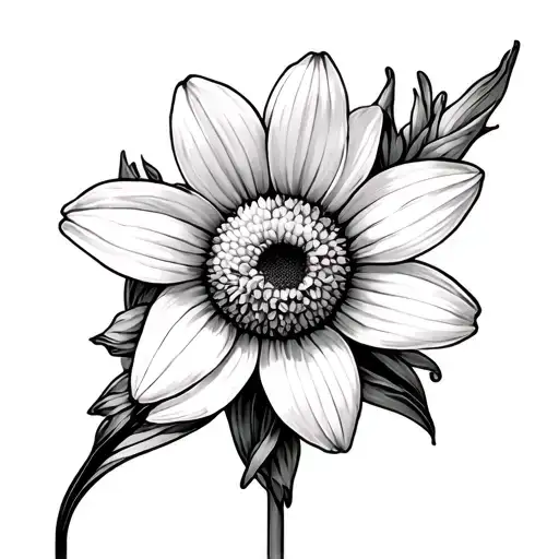 Daisy Cradled By A Daffodil Flower Intertwined