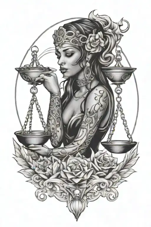 Libra Zodiac Sign With Black Lady And Hasma Hand