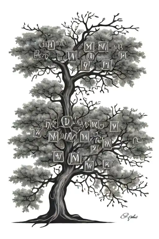 Family Tree Branches With Names Written