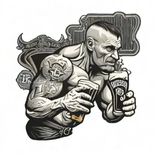 Irish Bare Knuckle Boxer Drinking Pint Of Guinness