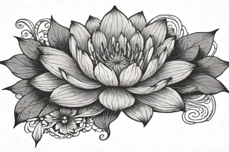 Water Lilly Flower And Mary Gold