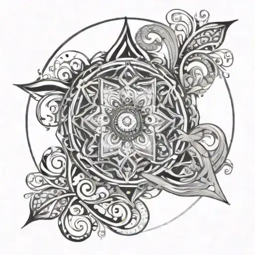 A Intricate Mandala Design Incorporating Elements Of Stand Up Paddle Boarding And Ocean Waves
