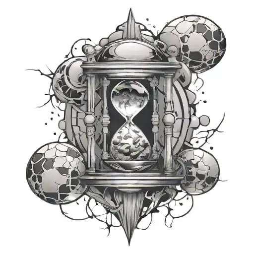 Shattered Hour Glass With Space Themed