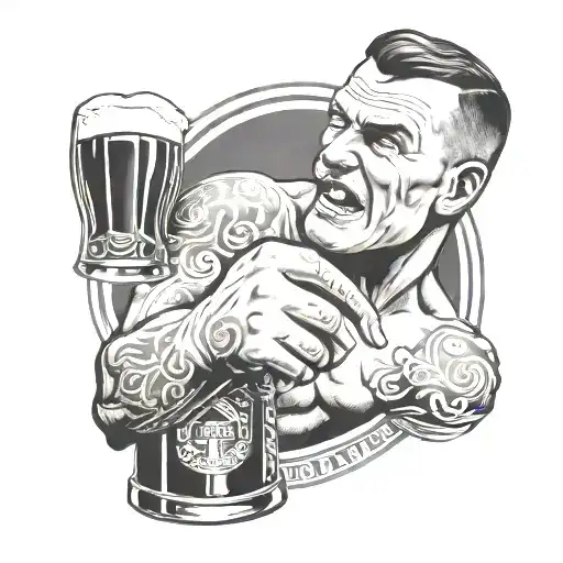Irish Bare Knuckle Boxer Drinking Pint Of Guinness