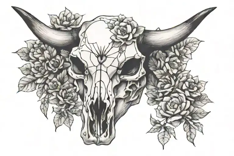 Cow Skull Plants Or Succulents Geometric Throat