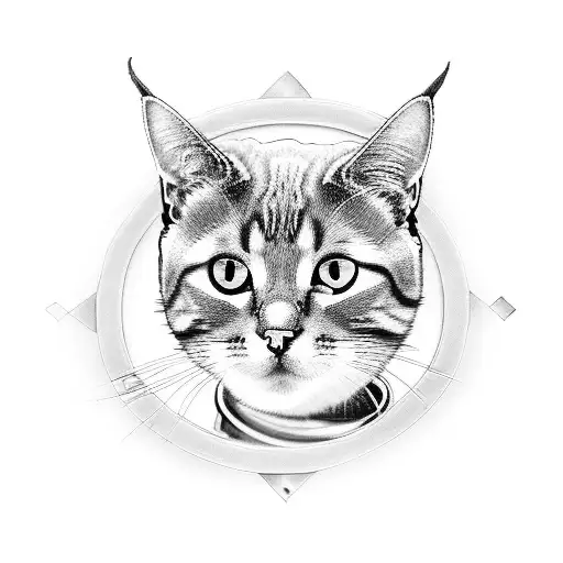 A Unique Black-grey Tattoo Of A Cat Riding A Motorcycle