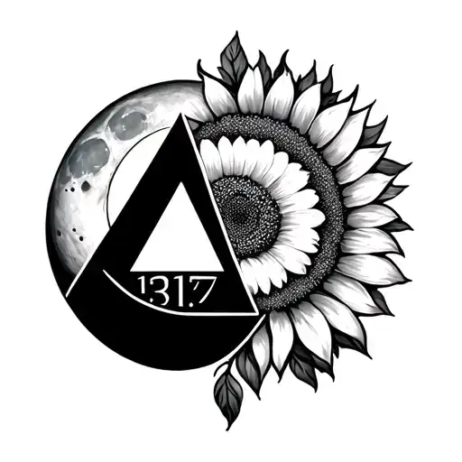 Triangle And Cresent Moon And Sunflower And 13 And 17