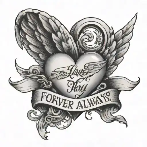A Love Heart With Wings Spread And A Message Inside Saying Forever And Always
