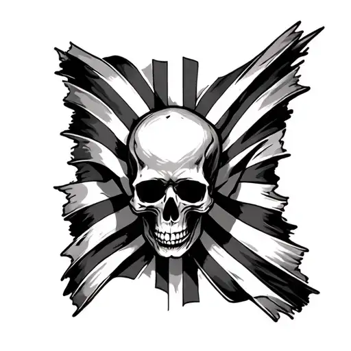 Skull In The Middle Of A Flag
