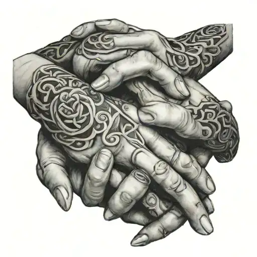 Farther Daughter Interlocked Hands Holding