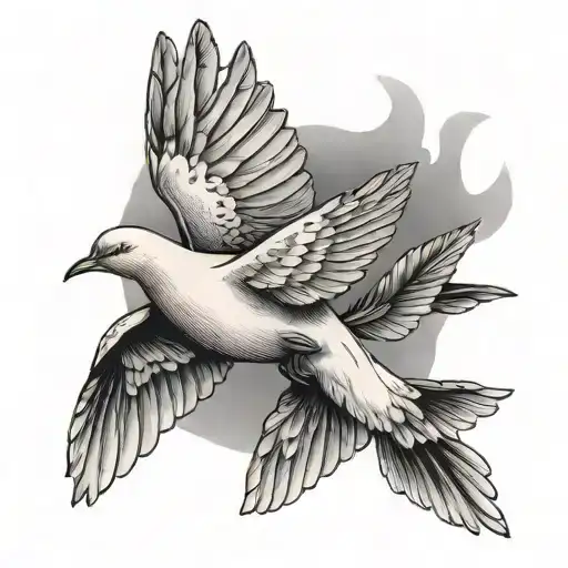 Flying Dove Carrying Her Child