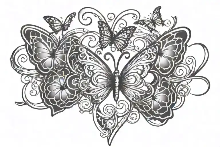 An Infinity Symbol With 6 Love Hearts And A Butterfly Flying Into The Infinity Symbol