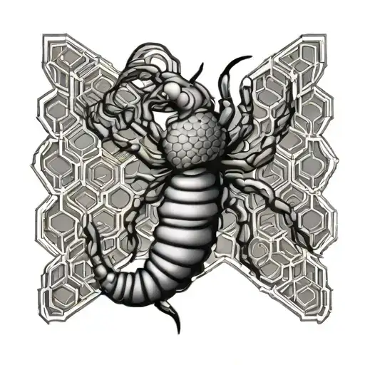 Honeycomb Geometric With A Scorpion In The Middle