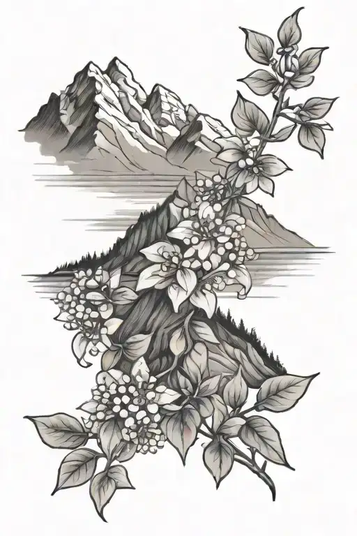 Mountain And Lilacs