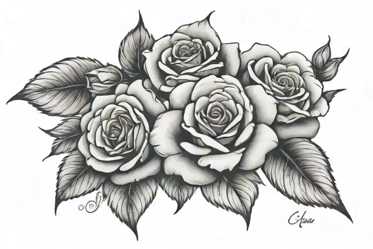 3 Rose Tattoo With Names Written