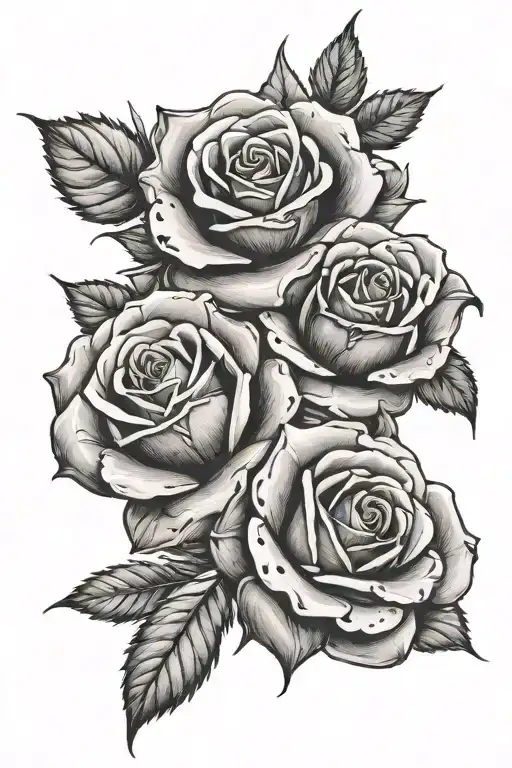 3 Rose Tattoo With Names Written
