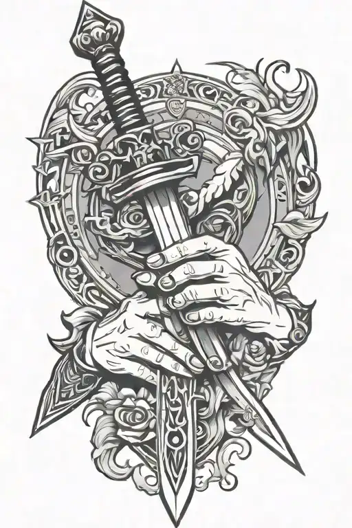 Hands Grabbing Sword